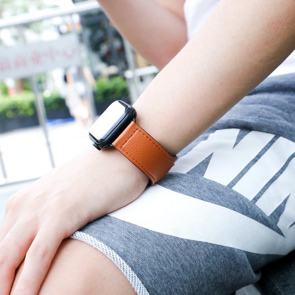 NEW Brown Genuine Leather For Apple Watch - Picture 7 of 7